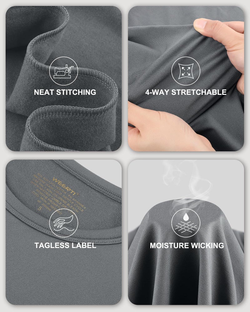 WEERTI ملابس داخلية حرارية WEERTI للنساء بنطلون طويل مع بطانة فليس للطبقة الأساسية للنساء في الطقس البارد، رمادي - Image 4